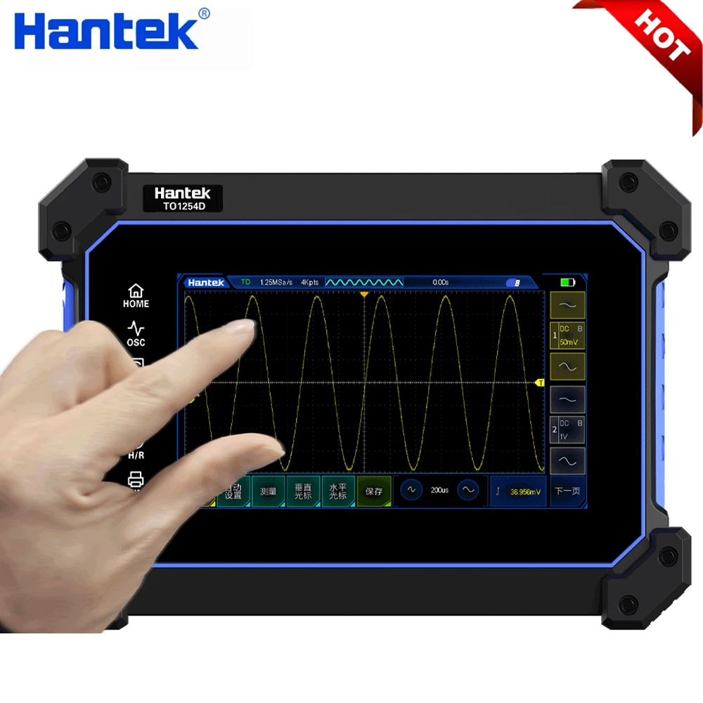 Hantek TO1254D 4 Channels Touch Screen Digital Oscilloscope Portable USB Oscilloscopes + Signal Source +Multimeter Tester Hantek TO1254D 4 Channels Touch Screen Digital Oscilloscope Portable USB Oscilloscopes + Signal Source +Multimeter Tester